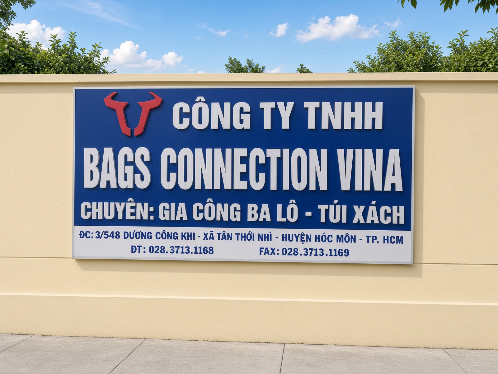 Bags Connection Vina factory sign
